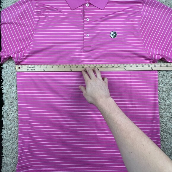 Fennec Pink Striped Polo Stretch Shirt Large Athletic Golfing Golf Club Logo - Picture 6 of 7